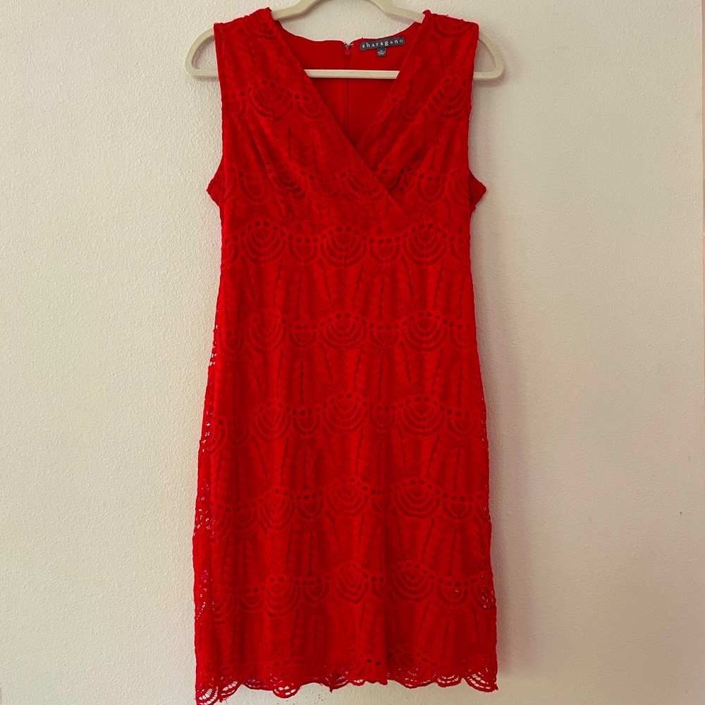 Red Lace Cocktail Dress, Size 10